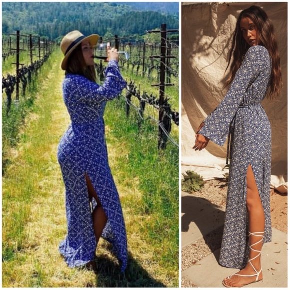 Lulu’s Mandala Daydream Blue Print Maxi Dress sz M - Picture 2 of 15